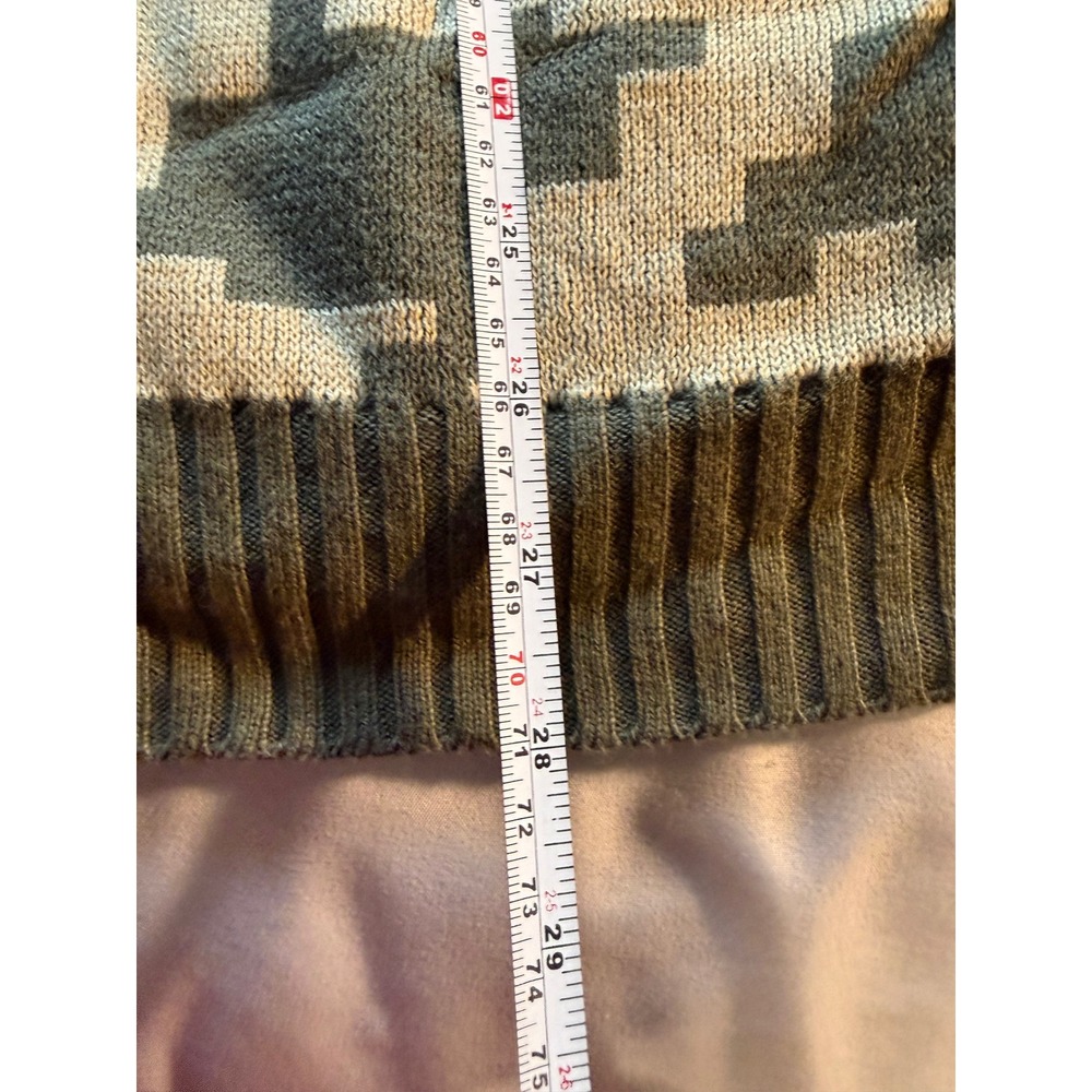 Perry Ellis Mens Large Olive Green Oversized Houndstooth Ribbed Pullover Sweater - Picture 7 of 8